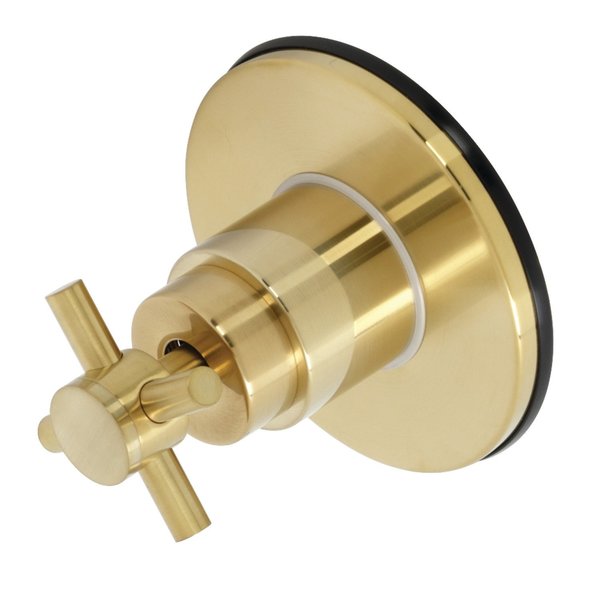 Kingston Brass KS3037DX Single-Handle Three-Way Diverter Valve with Trim Kit, Brushed Brass KS3037DX